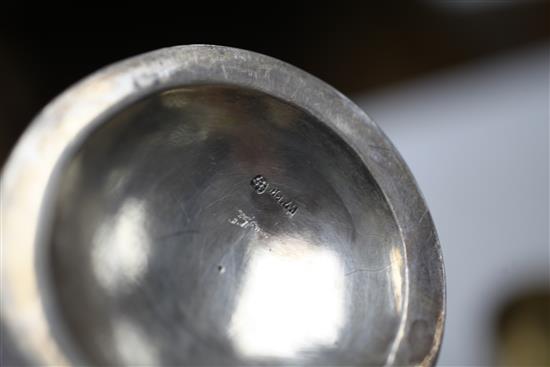 A late 19th/early 20th century Chinese Export silver cocktail shaker and 6 silver tots by Wang Hing, Hong Kong,